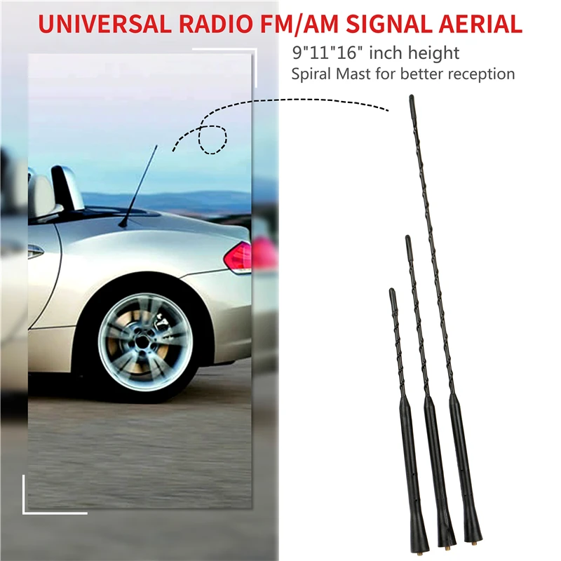 For Mercedes-Benz Mazda Nissan Toyota Ford Hyundai Universal 9/11/16 Inch Car Roof Mast Whip Stereo Radio FM/AM Signal Aerial