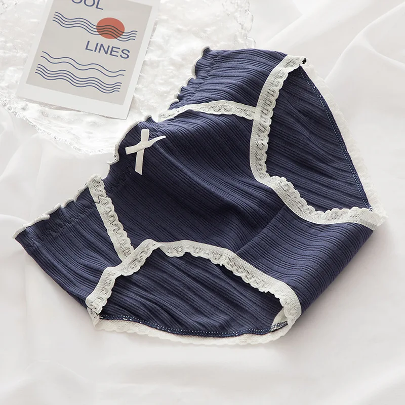 Cotton Women's Underwear Fashion Bow Comfort Panties Mid Waist Seamless Thread Underpants New Girl Love Briefs Female Lingerie