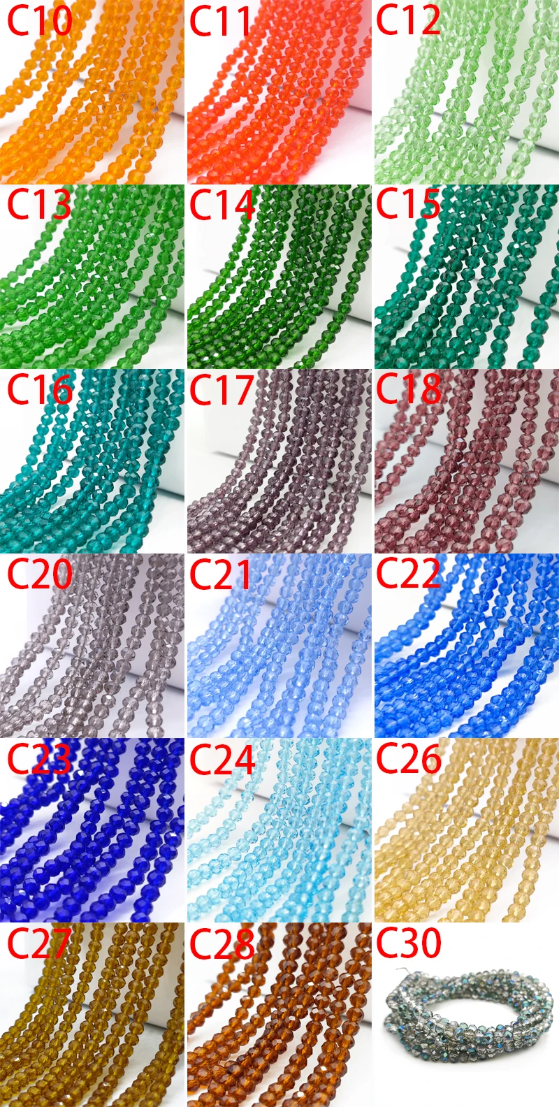 2 3 4 6 8mm Czech Clear Glass Beads 45 Colors Flat Faceted Crystal Loose Spacer Beads for Jewelry Making Bracelet Accessories