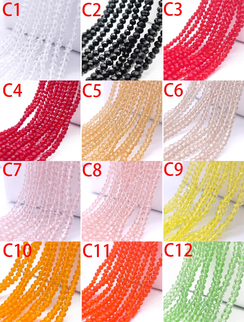 2 3 4 6 8mm Czech Clear Glass Beads 45 Colors Flat Faceted Crystal Loose Spacer Beads for Jewelry Making Bracelet Accessories