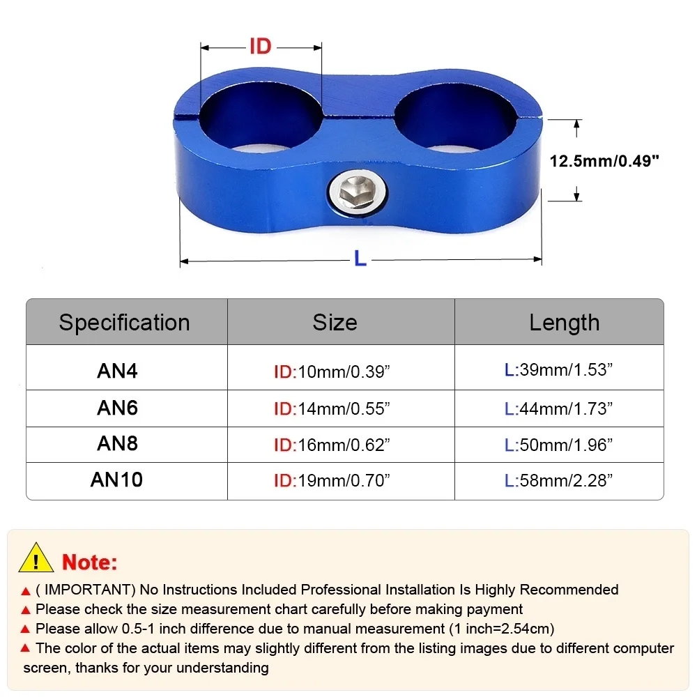 AN4 AN6 AN8 AN10 Fittings Anodized Line automotive Clamps Rubber Hose Clamp Line Oil Fuel Water Lupo Separator Kit Pipe Clamps