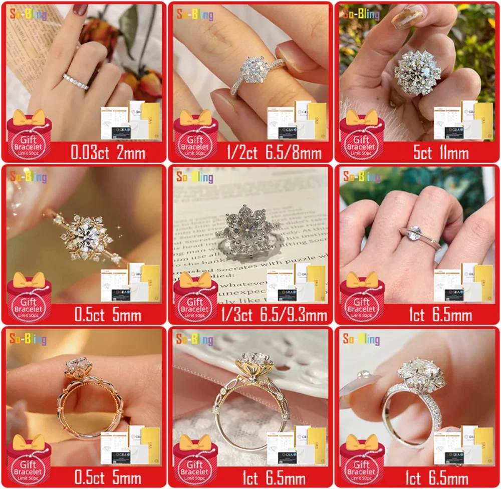 So-Bling S925 Sterling Silver Rings For Women Elegant Fine Cubic Zirconia Ring Bridal Wedding Engagement Women Trendy Jewelry