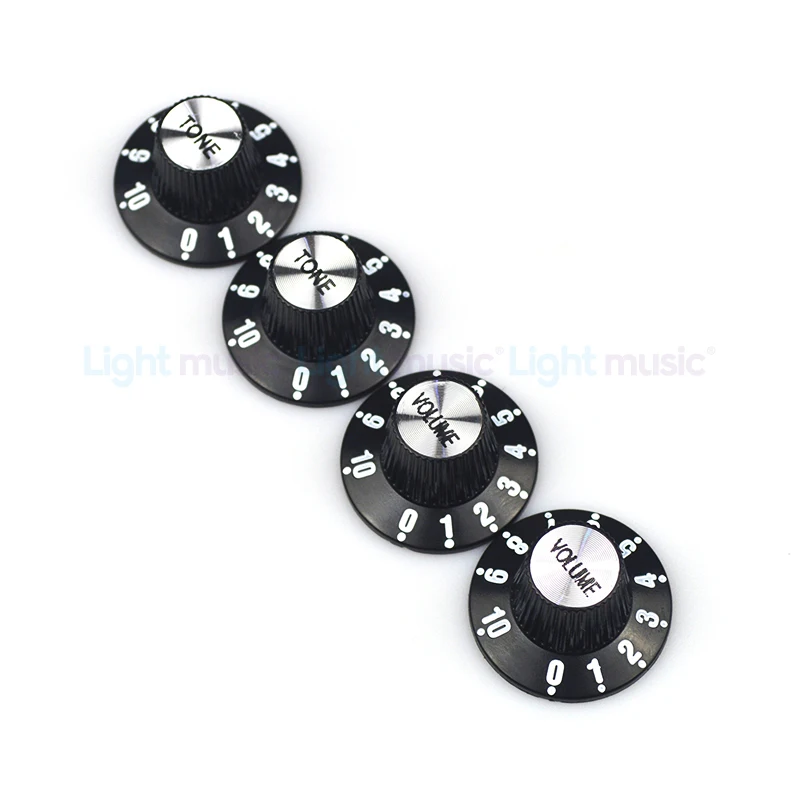 2/4pcs Aluminum Guitar Tone and Volume Speed Control Knobs Silver Silver Top Hat Bell For GB LP SG Electric Guitar