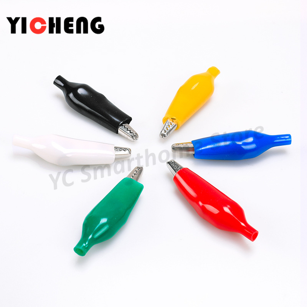6Pcs DIY Alligator Clip Test Clip Power Cord Clip Battery Clip for Experiment, Small Length 28mm Clip