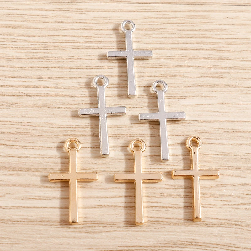 80pcs 10*18mm Small Cross Charms Pendants DIY Jewelry Findings Making Religion Charms for Earrings Necklaces Handmade Craft