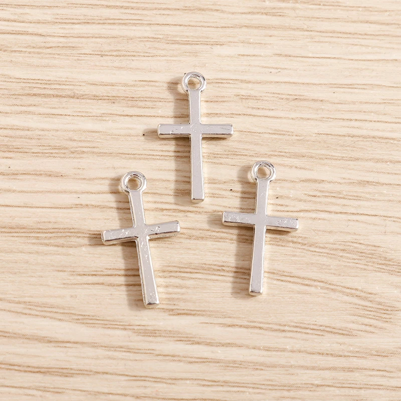 80pcs 10*18mm Small Cross Charms Pendants DIY Jewelry Findings Making Religion Charms for Earrings Necklaces Handmade Craft