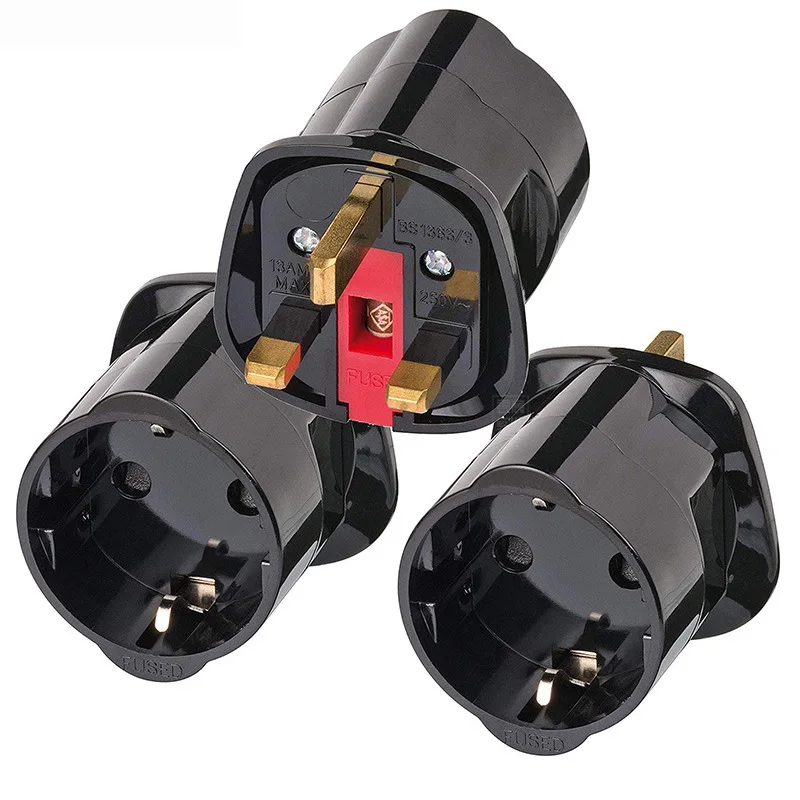 Multifunctional EU Euro European to UK Plugs Adapter Power Converter Plugs 2 Pin Socket Travel 250V 13A Fused Universal Adaptor