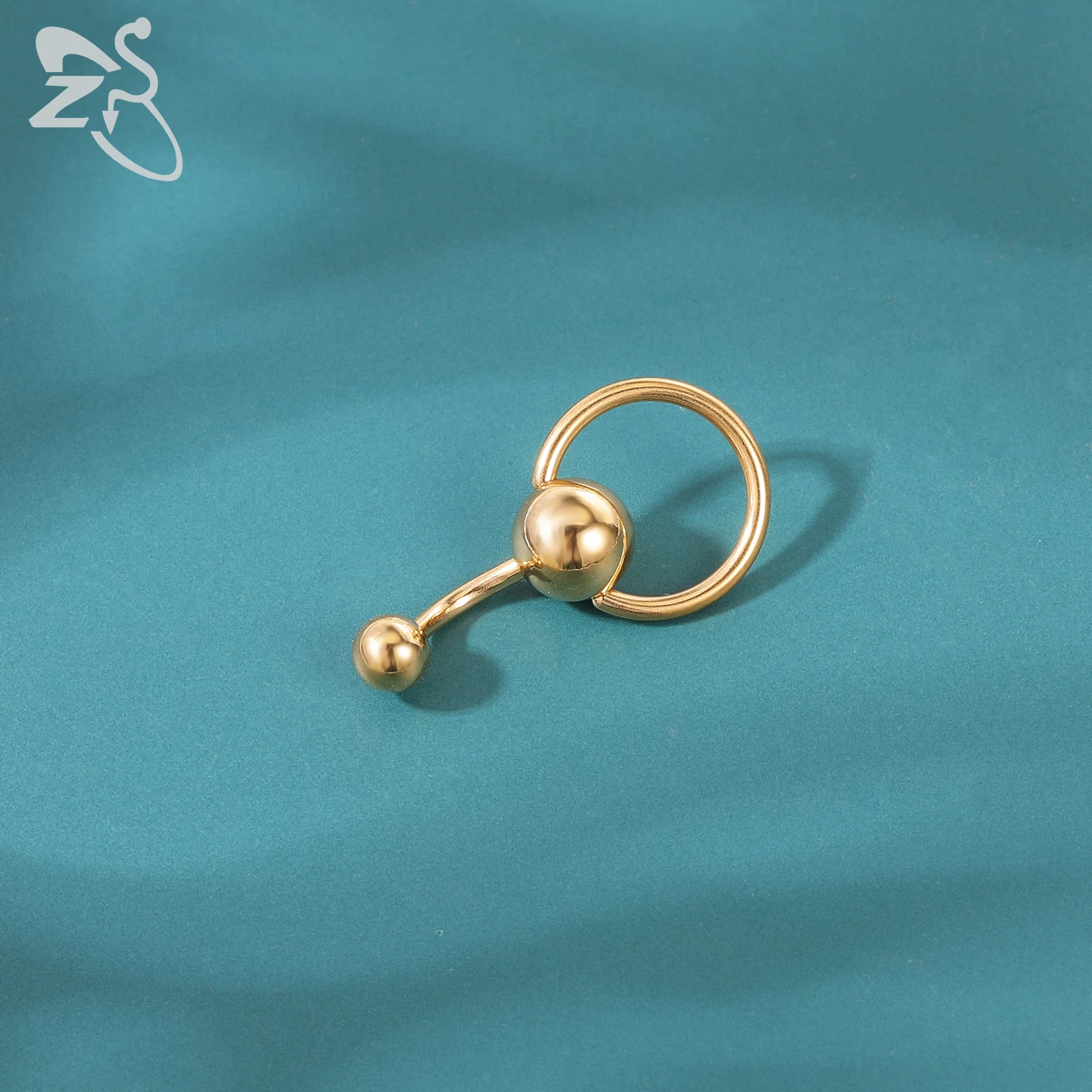 ZS 1 Piece Gold Color Stainless Steel Belly Ring Flower Heart CZ Crystal Navel Belly Button Rings Butterfly Navel Piercings 14G