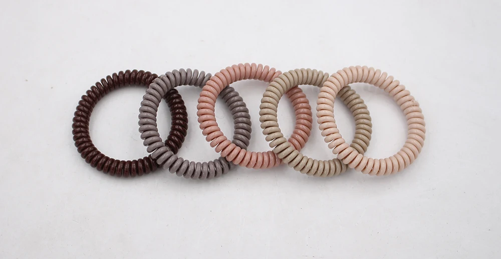 5Pcs/set New Fashion Matt Solid Telephone Wire Elastic Hair Band Frosted Spiral Cord Rubber Band Hair Tie Stretch Head Band Gum