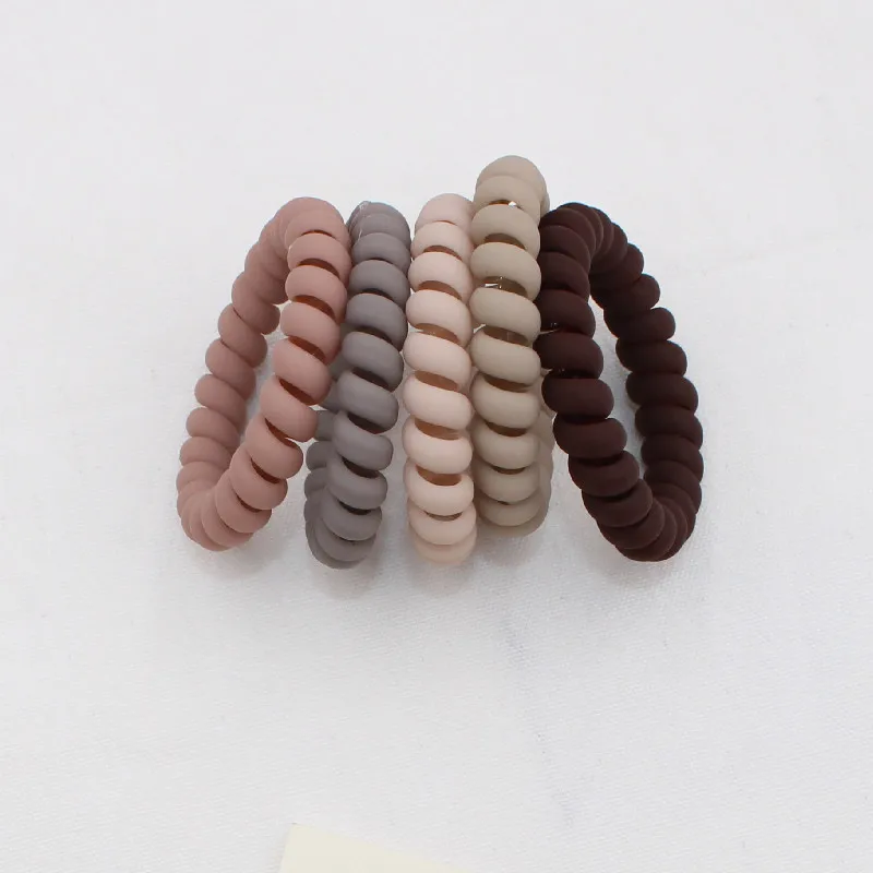 5Pcs/set New Fashion Matt Solid Telephone Wire Elastic Hair Band Frosted Spiral Cord Rubber Band Hair Tie Stretch Head Band Gum