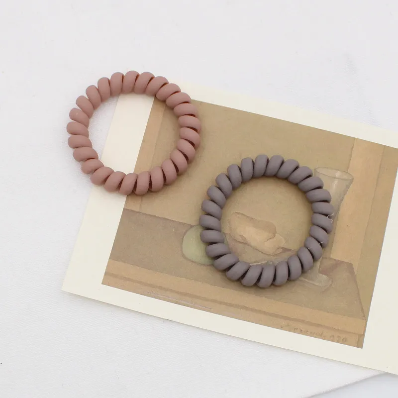 5Pcs/set New Fashion Matt Solid Telephone Wire Elastic Hair Band Frosted Spiral Cord Rubber Band Hair Tie Stretch Head Band Gum