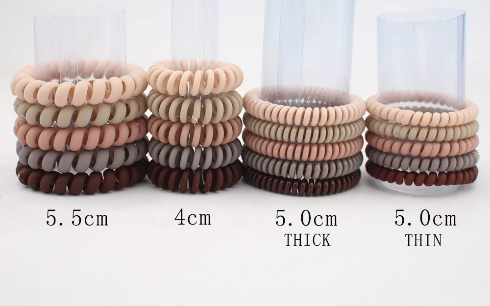 5Pcs/set New Fashion Matt Solid Telephone Wire Elastic Hair Band Frosted Spiral Cord Rubber Band Hair Tie Stretch Head Band Gum