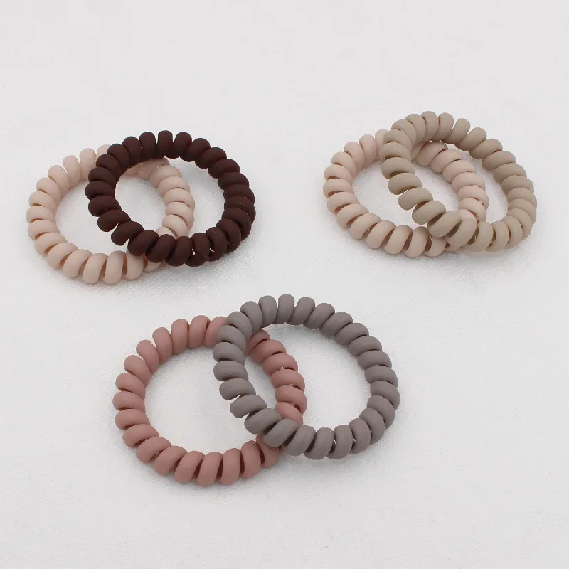 5Pcs/set New Fashion Matt Solid Telephone Wire Elastic Hair Band Frosted Spiral Cord Rubber Band Hair Tie Stretch Head Band Gum