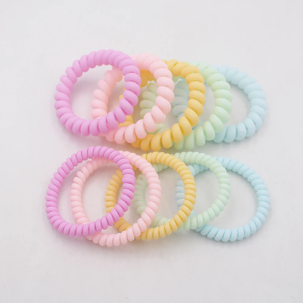 5Pcs/set New Fashion Matt Solid Telephone Wire Elastic Hair Band Frosted Spiral Cord Rubber Band Hair Tie Stretch Head Band Gum