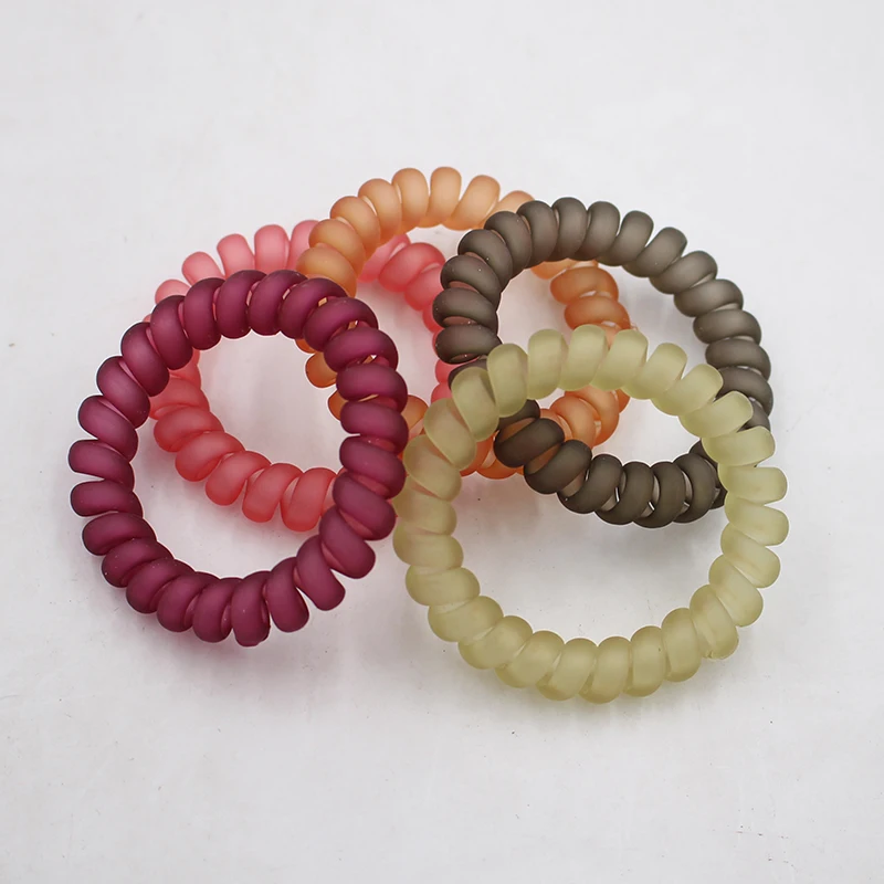 5Pcs/set New Fashion Matt Solid Telephone Wire Elastic Hair Band Frosted Spiral Cord Rubber Band Hair Tie Stretch Head Band Gum