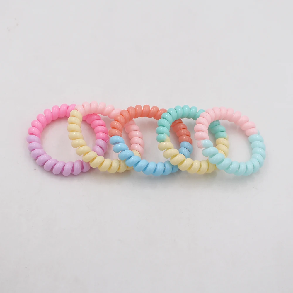 5Pcs/set New Fashion Matt Solid Telephone Wire Elastic Hair Band Frosted Spiral Cord Rubber Band Hair Tie Stretch Head Band Gum
