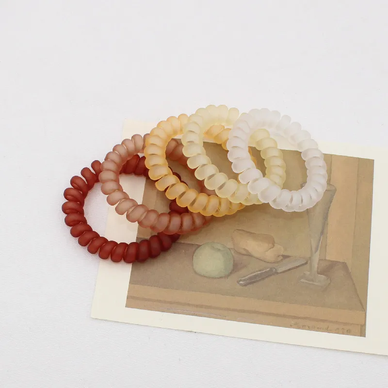 5Pcs/set New Fashion Matt Solid Telephone Wire Elastic Hair Band Frosted Spiral Cord Rubber Band Hair Tie Stretch Head Band Gum