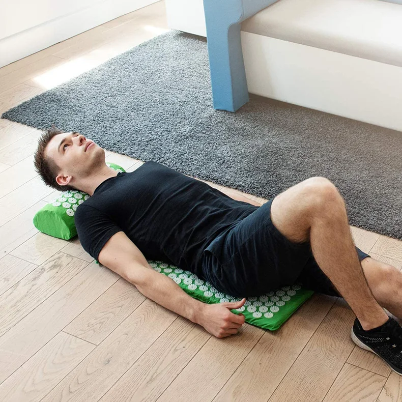 Acupressure Mat Massage Mat Pillow Set Applicator for Neck Foot Yoga Mat with Needle Back Cushion