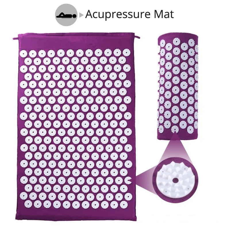 Acupressure Mat Massage Mat Pillow Set Applicator for Neck Foot Yoga Mat with Needle Back Cushion