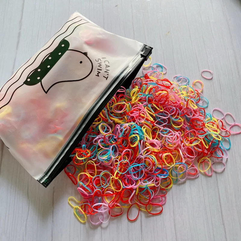 2000pcs/bag Small Transparent Hair Rubber Bands For Baby Girl Balck Elastic Hair Tie Headband Mini Scrunchies Kids Accessories