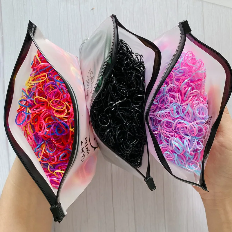 2000pcs/bag Small Transparent Hair Rubber Bands For Baby Girl Balck Elastic Hair Tie Headband Mini Scrunchies Kids Accessories