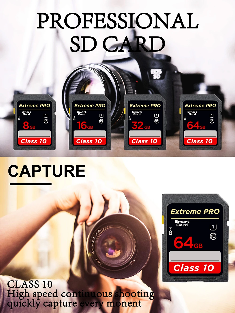 High Speed Class 10 SD Card 8GB 16GB 32GB 64GB 128GB 256GB Carte SD Memory Card SDA1HC SDA1XC Flash USB Stick SD Cards For Camer
