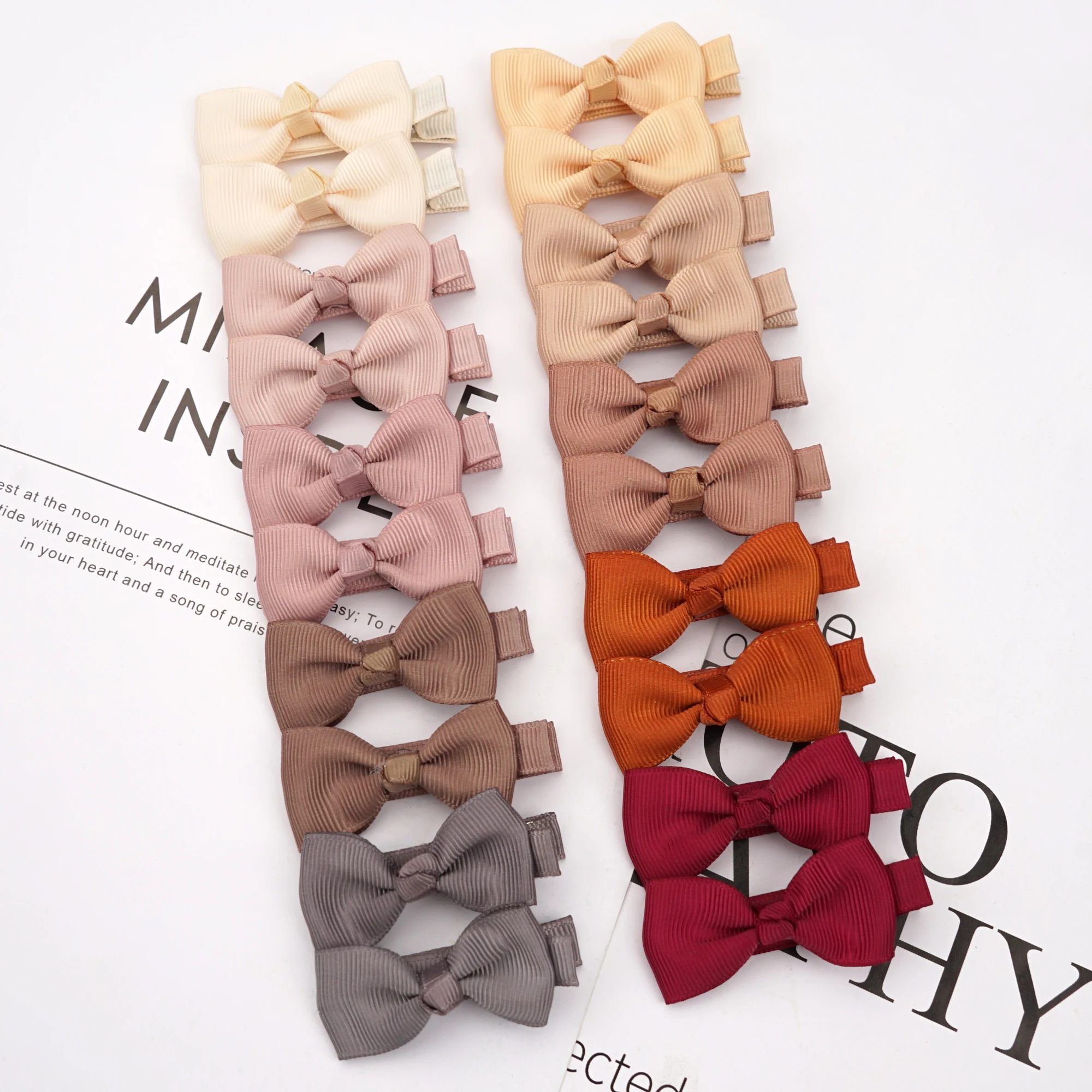 10/20 Pcs Boutique Tiny Baby Bows Grosgrain 2" Hair Bows Non-Slip Full Lined Alligator Clips for Baby Girls Toddlers