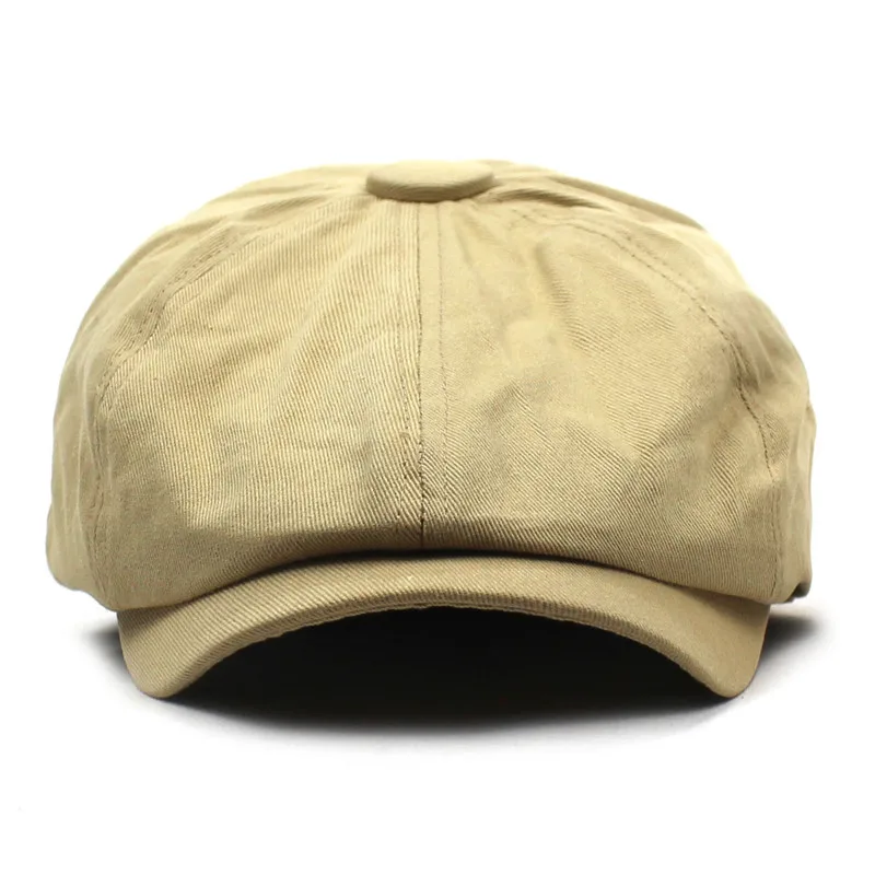 Solid Cotton Newsboy Caps Men Flat Peaked Cap Women Painter Beret Hats 30