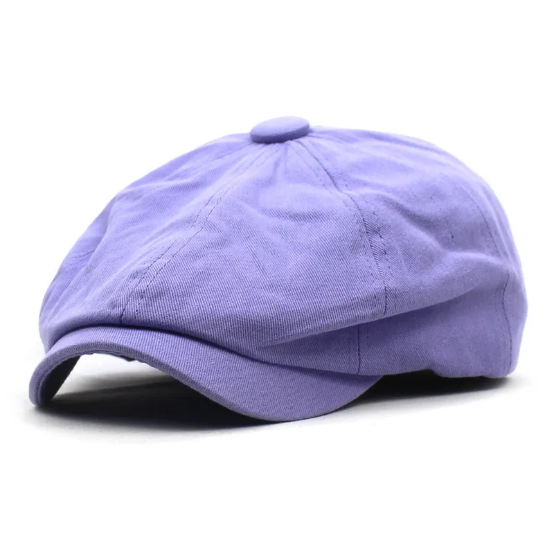 Solid Cotton Newsboy Caps Men Flat Peaked Cap Women Painter Beret Hats 30