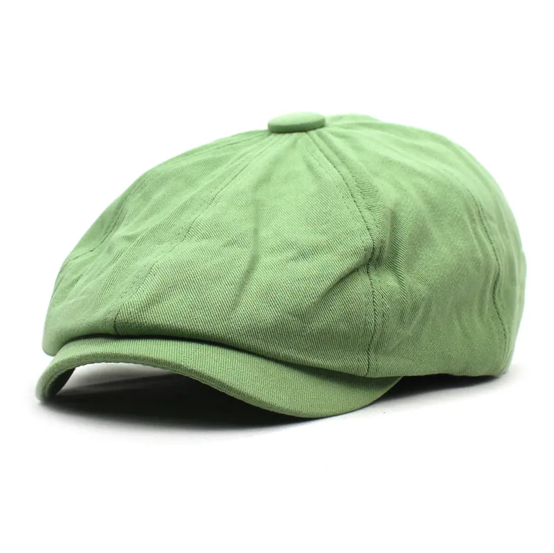 Solid Cotton Newsboy Caps Men Flat Peaked Cap Women Painter Beret Hats 30