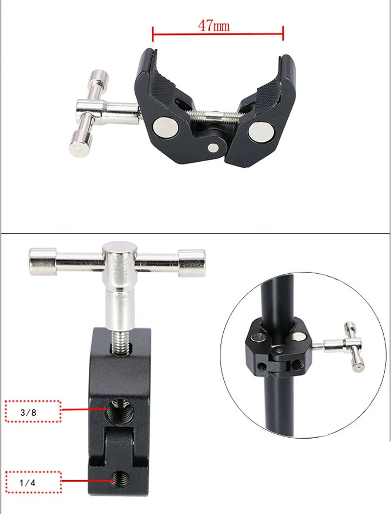 Super Clamp 7/11 Inches Adjustable Magic Articulated Arm for Mounting Monitor LED Light LCD Video Camera Flash Camera DSLR