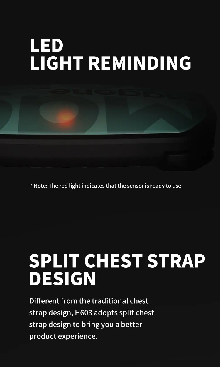 Magene H603 Heart Rate Monitor Split Chest Strap HRM Fitness Tracker Mover Bluetooth ANT Sensor Health App Compatible Zwift