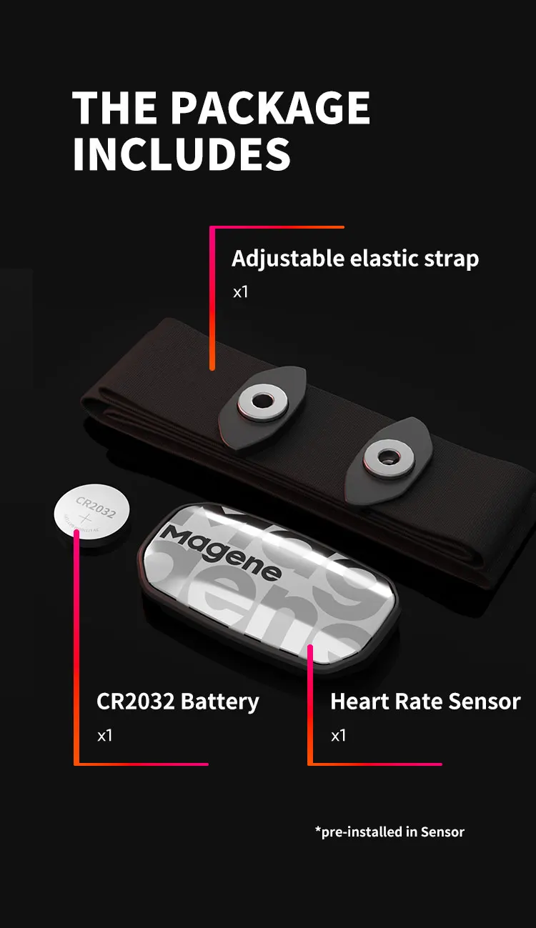 Magene H603 Heart Rate Monitor Split Chest Strap HRM Fitness Tracker Mover Bluetooth ANT Sensor Health App Compatible Zwift