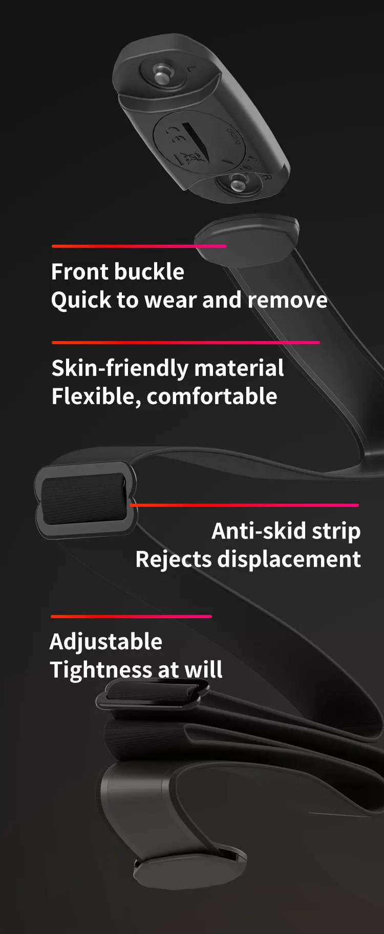 Magene H603 Heart Rate Monitor Split Chest Strap HRM Fitness Tracker Mover Bluetooth ANT Sensor Health App Compatible Zwift