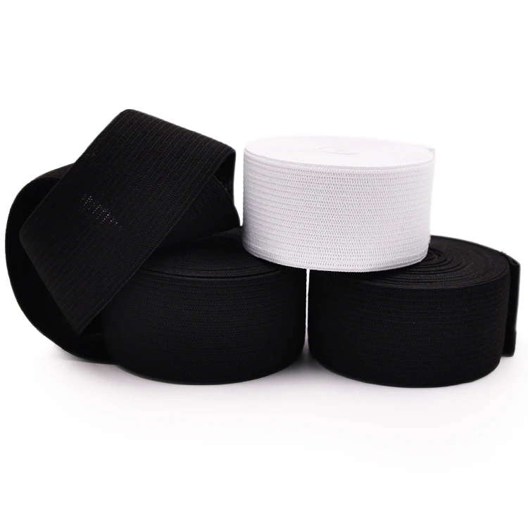 5Meters Sewing Elastic Band Heavy Stretch High Elasticity Knit Elastic Band for Sewing Waistband Elastic White black 10-60MM
