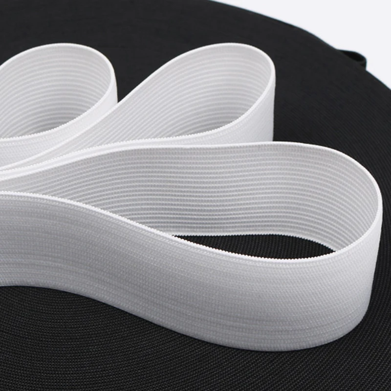 5Meters Sewing Elastic Band Heavy Stretch High Elasticity Knit Elastic Band for Sewing Waistband Elastic White black 10-60MM