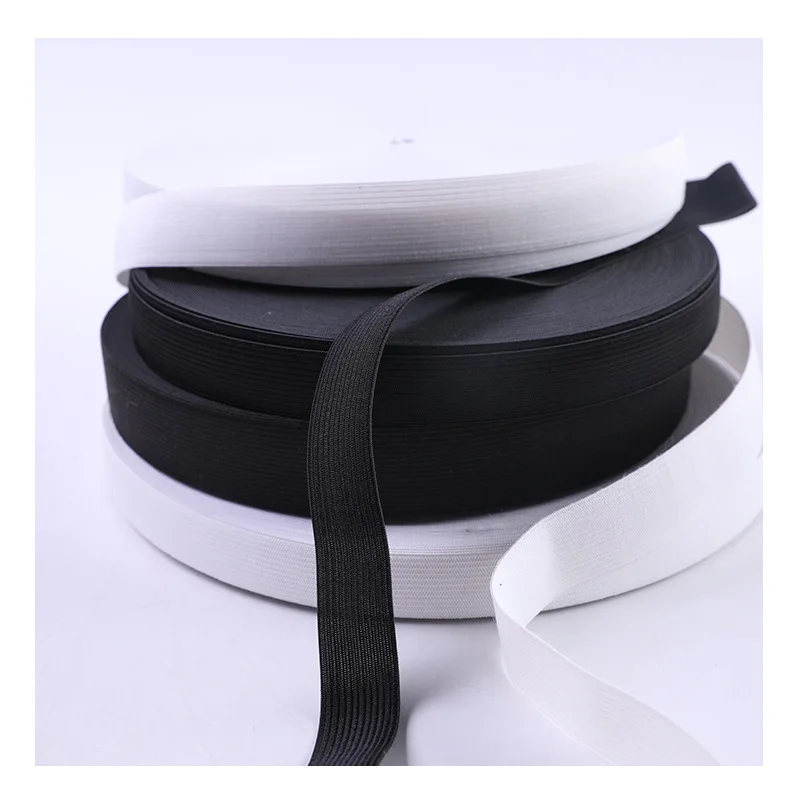 5Meters Sewing Elastic Band Heavy Stretch High Elasticity Knit Elastic Band for Sewing Waistband Elastic White black 10-60MM