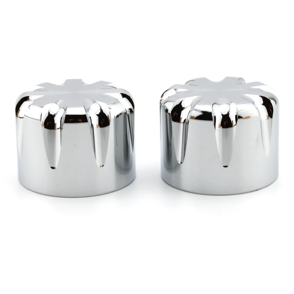 2xMotorcycle Front Axle Nut Covers Caps Aluminum Black/Chrome For Harley Sportster Touring Softail Dyna VRSC Fat Bob Wide Glide