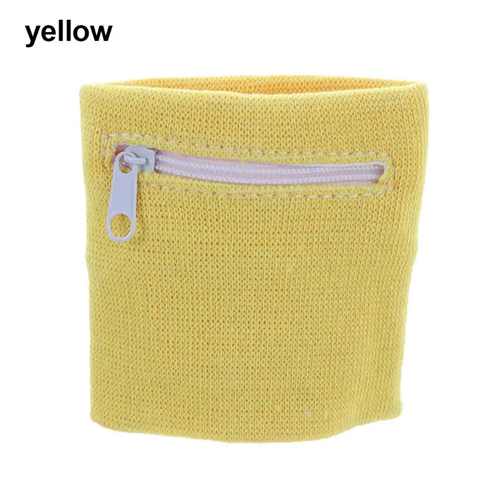 Unisex Colorful Cotton Wrist Band Wrist Protection Purse Bag With Zipper Pocket Sports Wristband For Gym Sports Running Cycling