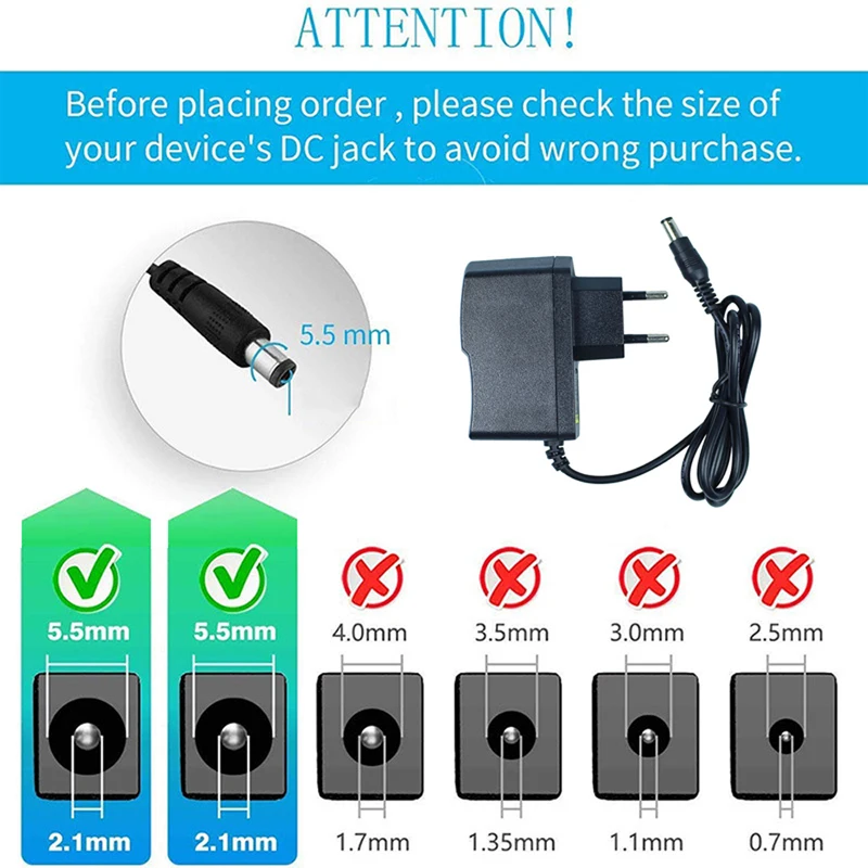 AC DC 110V - 220V Power Adapter Supply 5V 6V 8V 9V 12V 13V 15V 1A 2A 3A Universal Wall Socket With 8 Connect Maximum 5.5X2.5mm