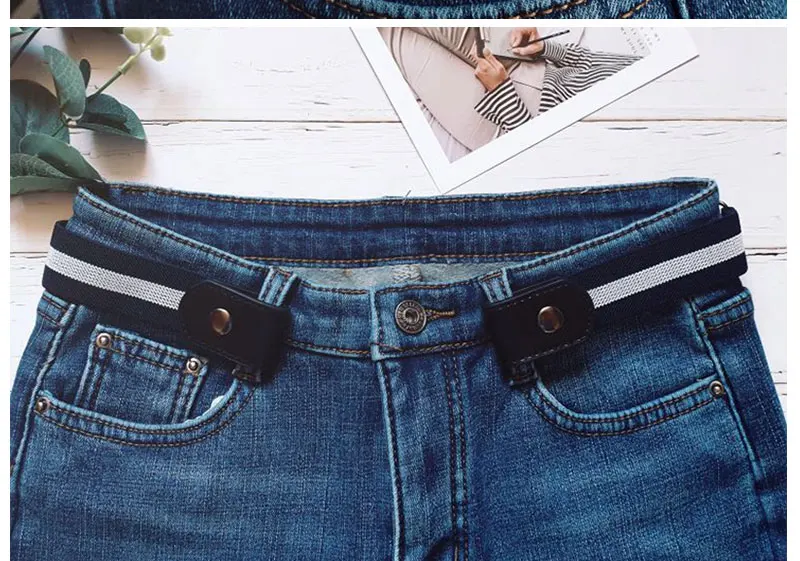 Womans Belt Buckle-Free Waist Jeans Pants No Buckle Stretch Elastic Waist Belts for Men Women Invisible Belt DropShipping