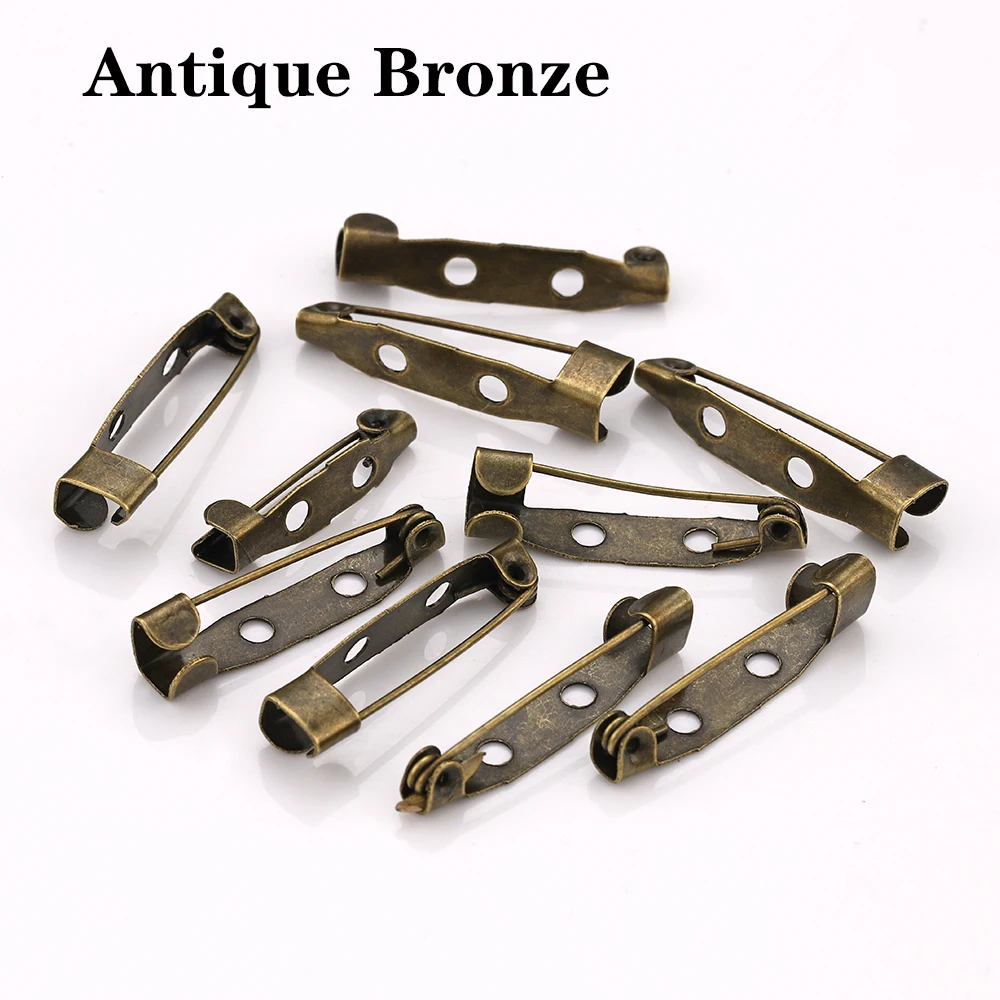 50pcs/lot 15 20 25 30 35mm Brooch Clip Base Pins Blank Safety Pins Brooch Settings Base For DIY Jewelry Making Findings Supplies