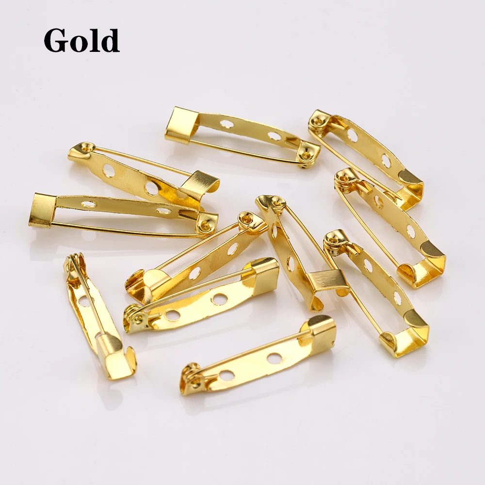 50pcs/lot 15 20 25 30 35mm Brooch Clip Base Pins Blank Safety Pins Brooch Settings Base For DIY Jewelry Making Findings Supplies