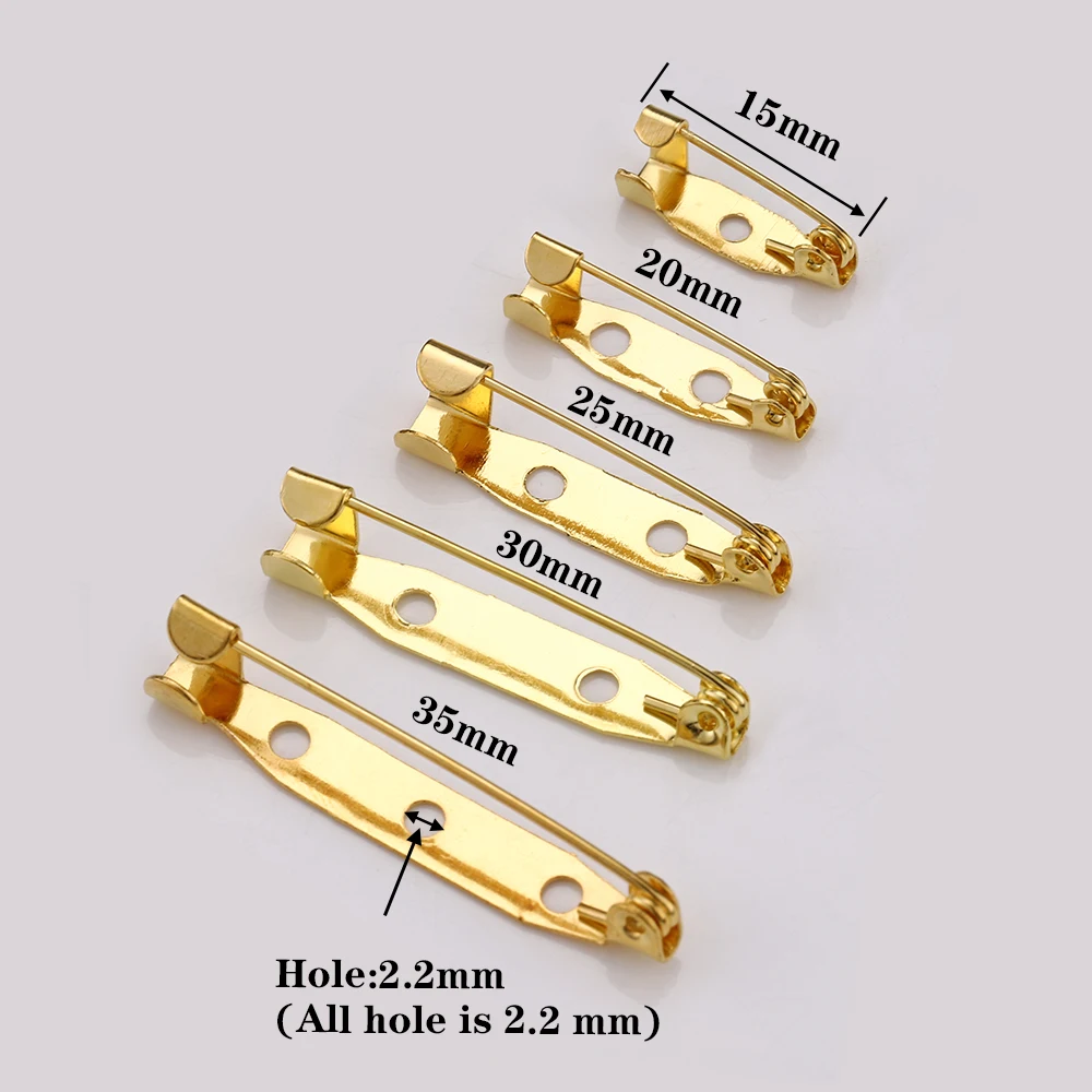 50pcs/lot 15 20 25 30 35mm Brooch Clip Base Pins Blank Safety Pins Brooch Settings Base For DIY Jewelry Making Findings Supplies