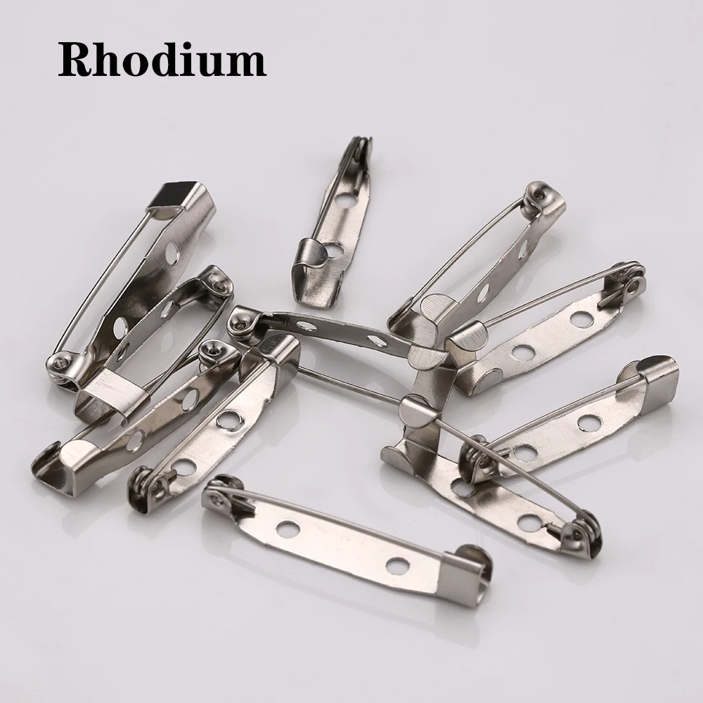 50pcs/lot 15 20 25 30 35mm Brooch Clip Base Pins Blank Safety Pins Brooch Settings Base For DIY Jewelry Making Findings Supplies