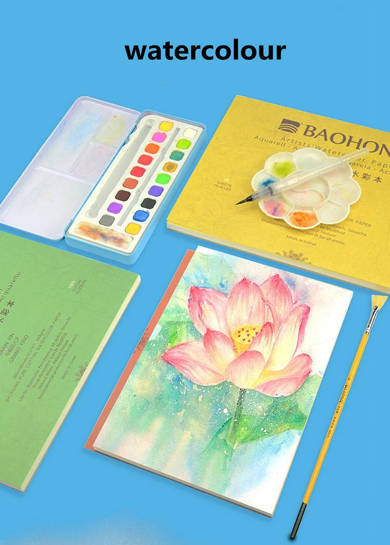Baohong 100% Cotton Artist Watercolor Paper 300g 20sheets Professional Watercolor Sketchbook Pad For Painting Art Supplies