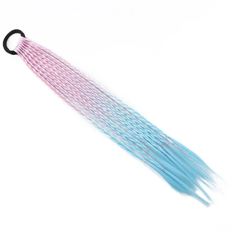 1 PCS New Girls Colorful Wigs Ponytail Kids Hair Accessories Hair Ornament Headbands Rubber Bands Beauty Hair Bands