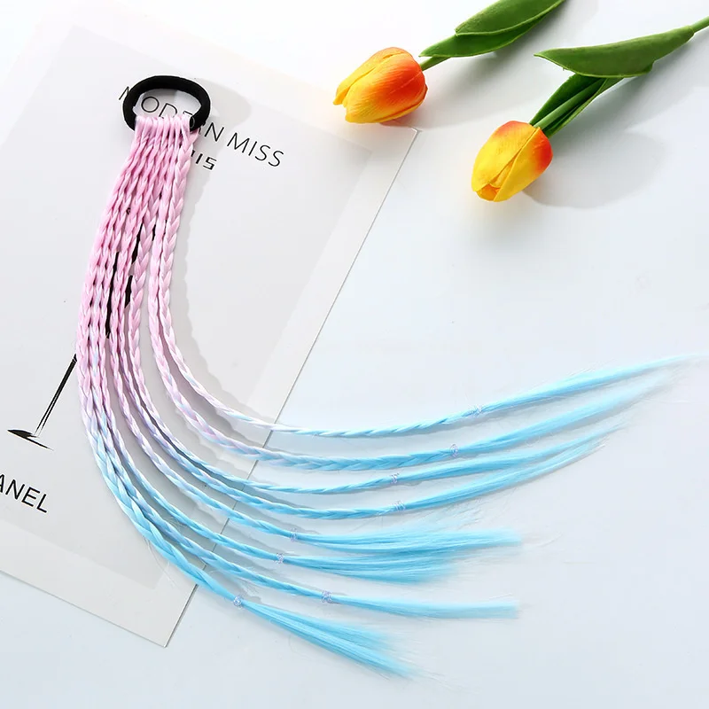 1 PCS New Girls Colorful Wigs Ponytail Kids Hair Accessories Hair Ornament Headbands Rubber Bands Beauty Hair Bands
