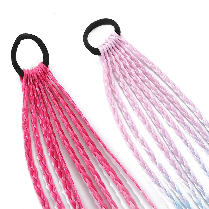 1 PCS New Girls Colorful Wigs Ponytail Kids Hair Accessories Hair Ornament Headbands Rubber Bands Beauty Hair Bands