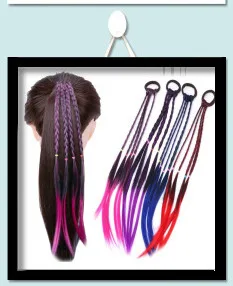1 PCS New Girls Colorful Wigs Ponytail Kids Hair Accessories Hair Ornament Headbands Rubber Bands Beauty Hair Bands